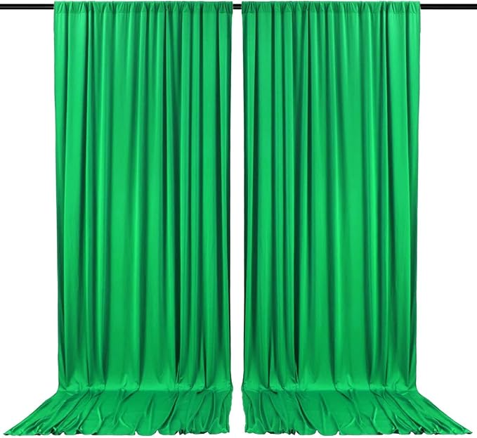 2 Panels Green Backdrop Curtain, 10 x 7 Feet Background Curtains for Parties, Weddings, Baby Showers, Bachelorette Halloween, Christmas Birthday Party Photoshoot Backdrop Curtains Decorations