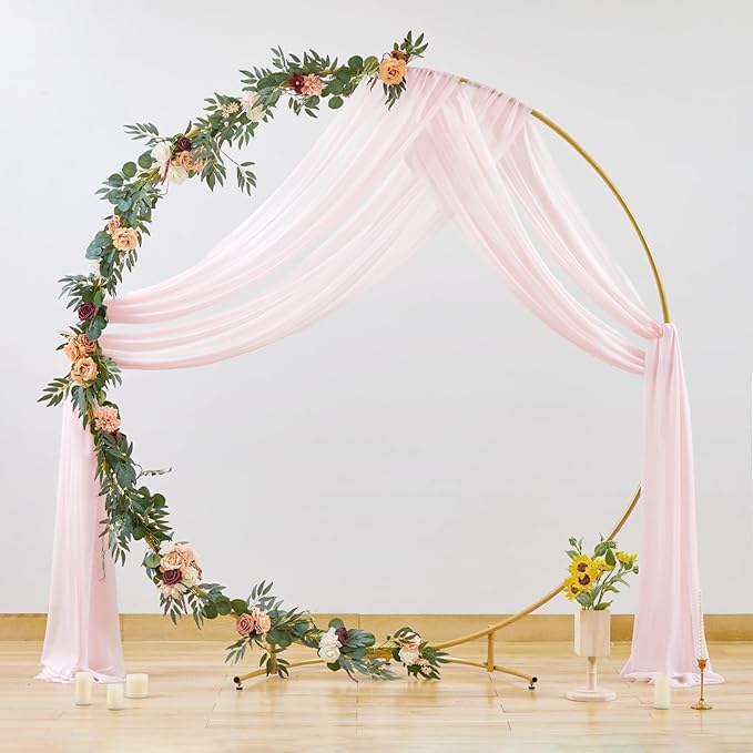Wedding Arch Draping Fabric, 1 Panel 28" x 19Ft Blush Arch Drapes Sheer Backdrop Curtain for Wedding Ceremony Party Ceiling Decor