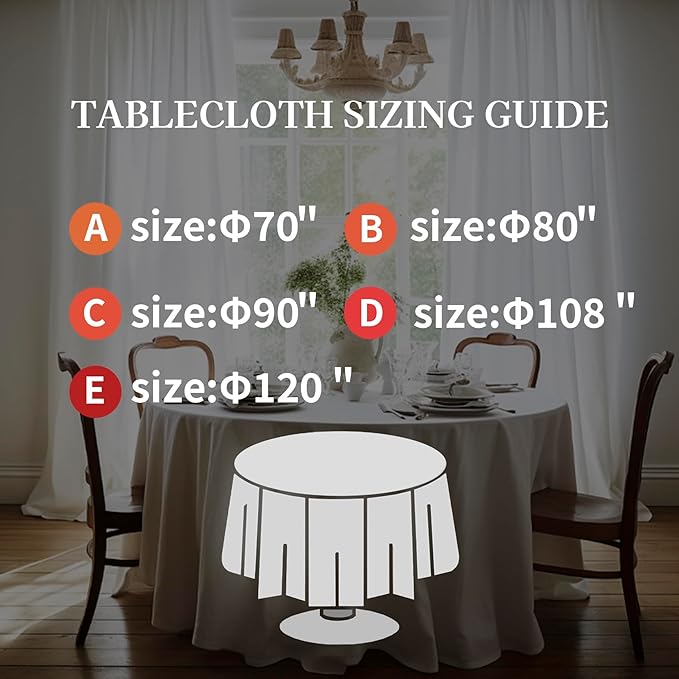 EVERLY 100% Pure Linen Round Tablecloths 70Inch Round Machine Washable Tablecloth for Thanksgiving,Decorative Halloween,Buffet Parties,Picnic,Events,Weddings and Restaurants-White