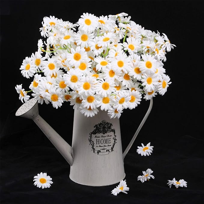 AmyHomie Artificial Flowers, Silk Daisy, Artificial Gerber Daisy for Home Decoration, Artificial Daisy for Wedding Decoration (White)