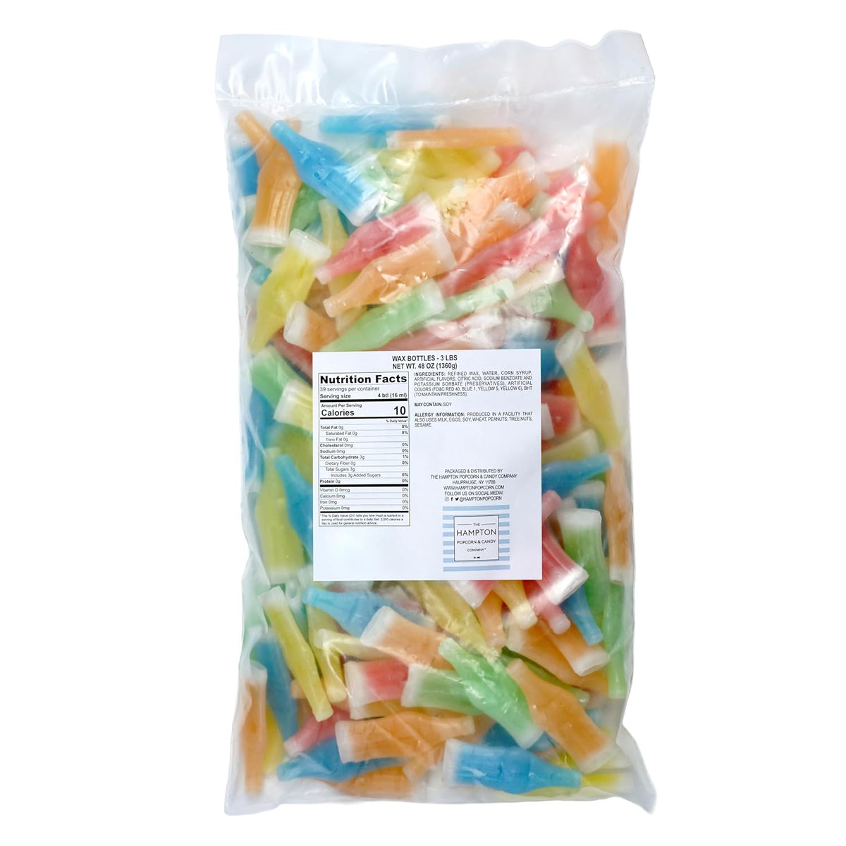 Nik-L-Nips Wax Bottle Candy, 3lb Bulk Bag, Wax Bottle Filled With Juice, Nost...