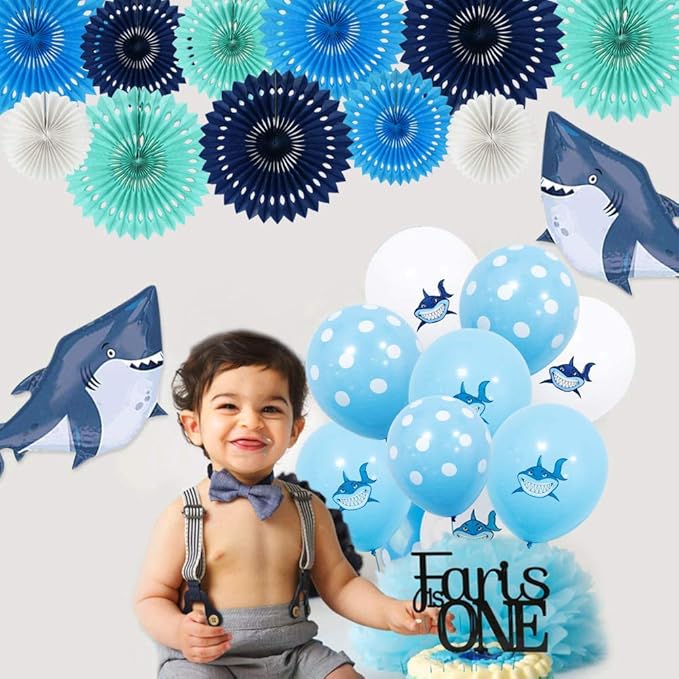 BEISHIDA Blue White Hanging Honeycomb Round Paper Fans Decoration Kit for Baby Boy Shower 1st Birthday Navy Ocean Wedding Under The Sea Theme Photo Booth Backdrops Paper Party Supplies（11packs）