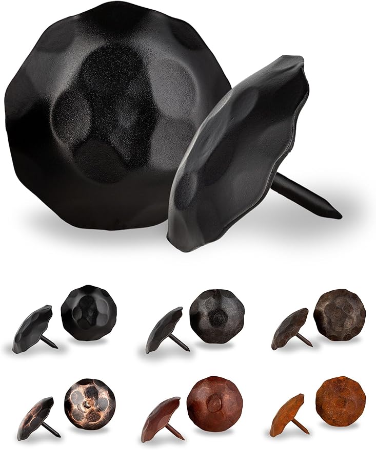 10 Pack 1.5" Round Head Iron Clavos Decorative Nails – Black – Handmade Rustic Round Fasteners for Farmhouse Shutters, Faux Wood Beams, Barn Doors, Shutters, Gates – Ornamental Wood Accent