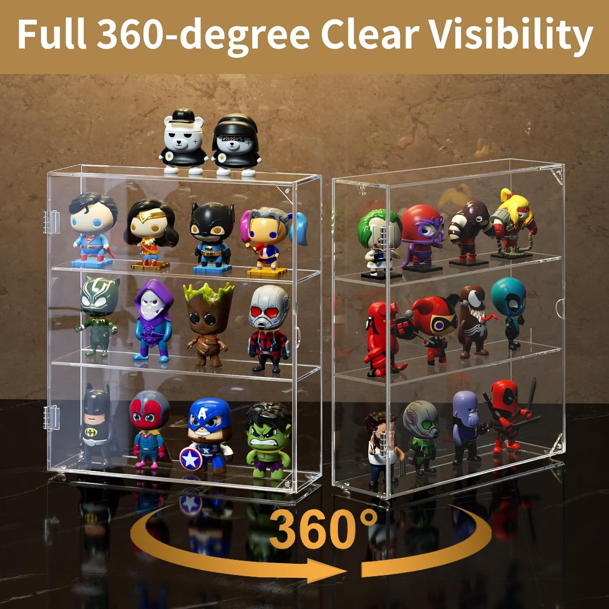 niubee acrylic display case for figures, dustproof clear shown in use