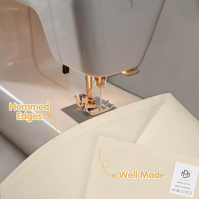 BRILLMAX 6 Pack Beige Tablecloths for 8 Foot Rectangle Tables 90 x 156 Inch - 8ft Rectangular Bulk Linen Polyester Fabric Washable Cloth Cover for Wedding Reception Banquet Birthday Party