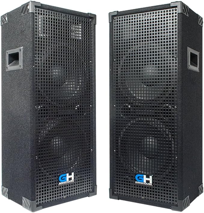 Grindhouse Speakers - GH210L-Pair - Pair of Passive Dual 10 Inch 2-Way PA/DJ Loudspeaker Cabinets - 1050 Watt each Full Range PA/DJ Band Live Sound Speaker