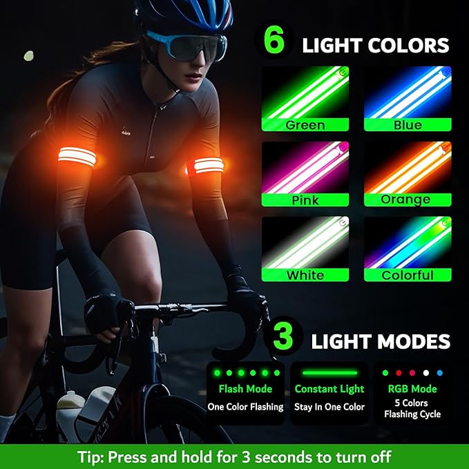 LED Armband for Running(2 Pack),Light Up Arm Bands for Night Walking Running,Rechargeable Lights for Runners,High Visibility Reflective Running Gear Adjustable Light Up Wristbands