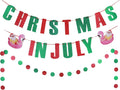 MAGQOO Christmas In July Banner Red Green Glitter Christmas in July Garland Photo Props Tropical christmas Party Decorations Pre-strung