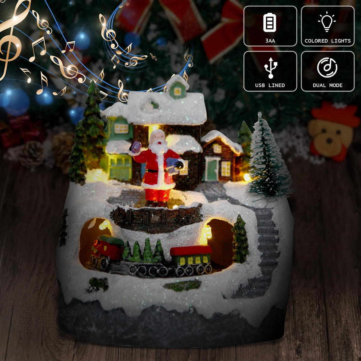 christmas collectibles building village house musical snow globe, side view