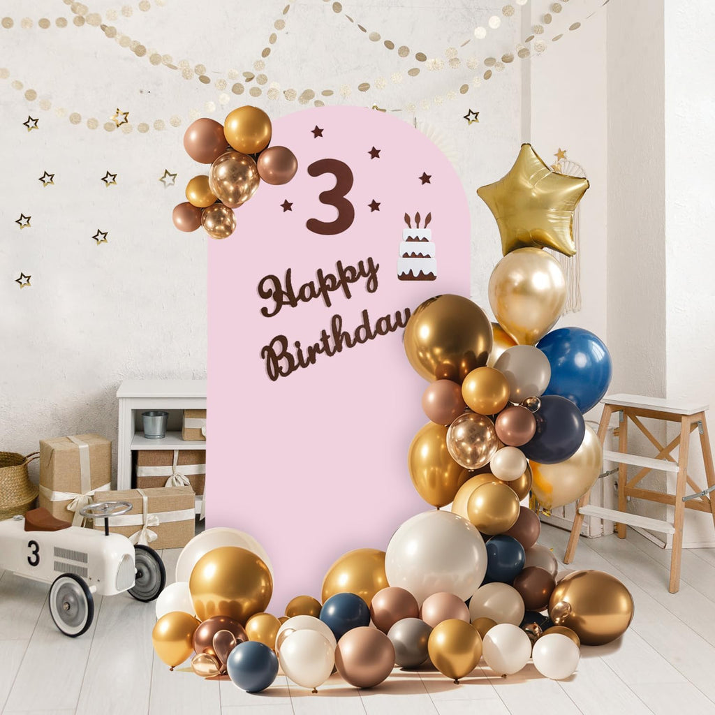 arch backdrop stand and cover set, metal balloon showing dimensions