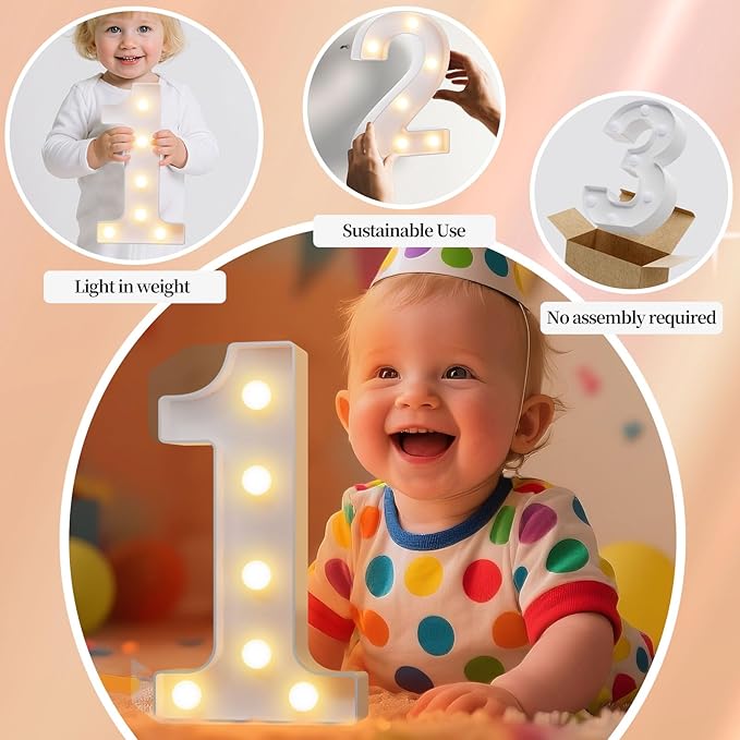 LED Marquee Light Up Numbers Sign - Lighted Birthday Numbers Sign for Birthday Party Decoration, Bar Wall, Home, Table Room, Wedding and Christmas Decorations, Number 2