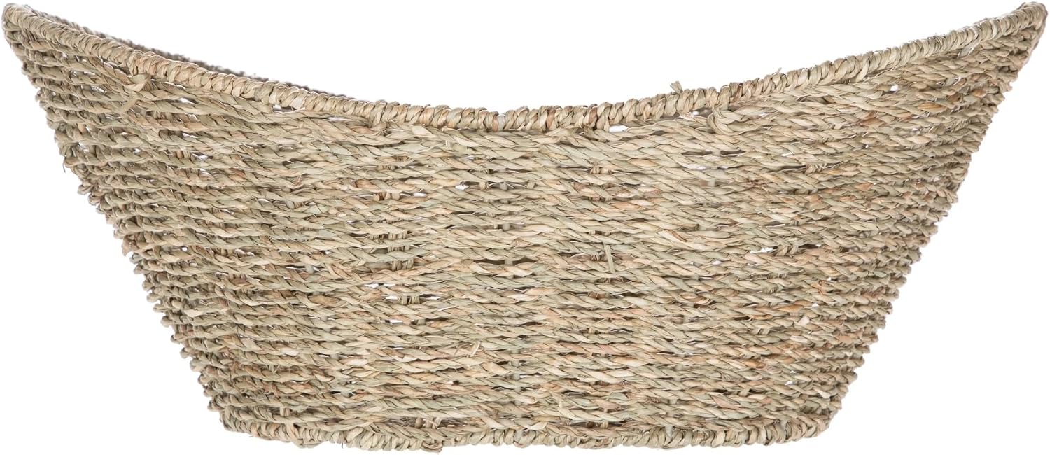 Oval Natural Seagrass Storage Basket with Cut-Out Handles