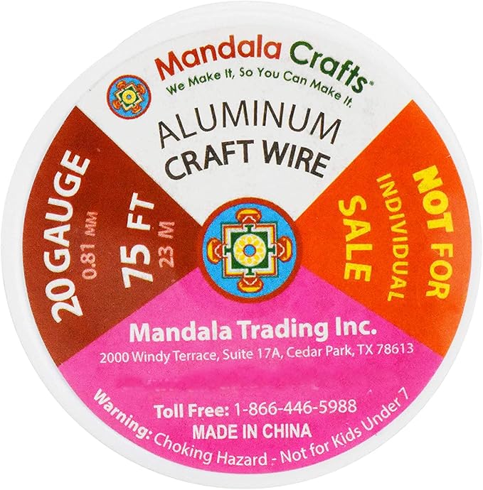Mandala Crafts 22 Gauge Anodized Aluminum Craft Wire for Jewelry Making - 450 FT Colored Flexible Assorted Wire - Bendable for Bonsai Armature Crafting Sculpting