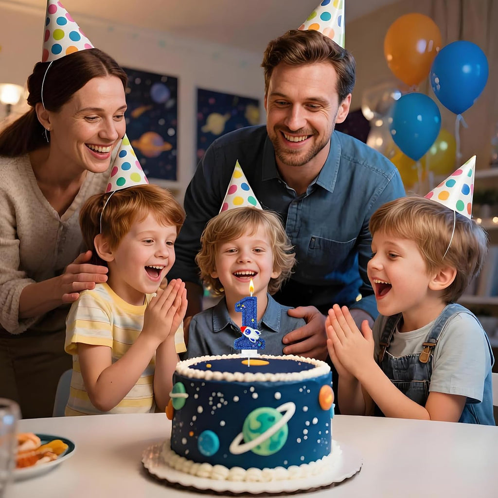 Astronaut Number 1 Birthday Candle for Cake - Space Universe Themed Cake Topper and Party Decoration for Boys, Sparkler for Anniversary Celebrations (Number 1)