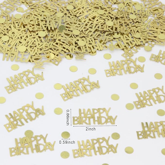 270 PC Gold Happy Birthday Confetti for Tables Birthday Party Decorations for Adults/Kids