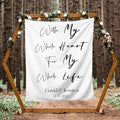 With My Whole Heart for My Whole Life - Custom Tapestry with Names and Date, Rustic Sign, Personalized Calligraphy Banner for Ceremony, Wedding Arch & Reception Backdrop