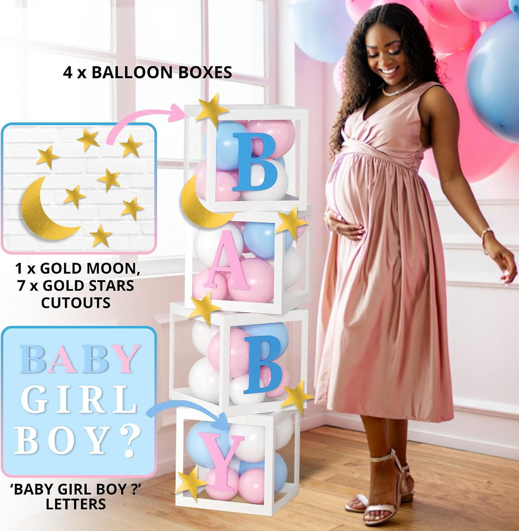 twinkle twinkle little star gender reveal decorations, boy showing dimensions