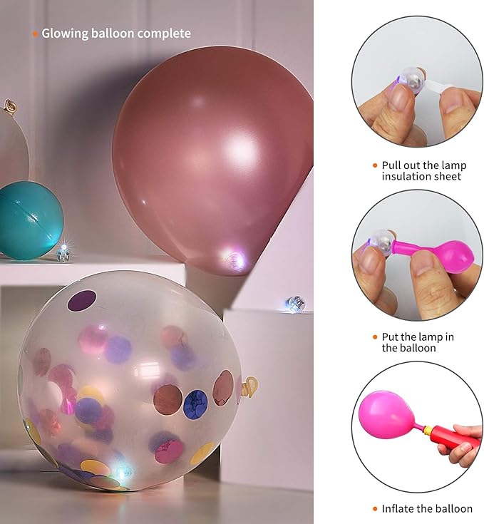Aogist 100pcs Balloon Lights,Long Standby Time Waterproof Twinkle Mini Light,Battery Powered,Round LED Ball Lamp for Balloon Paper Lantern Party Wedding Christmas Halloween Decorative,White-Flash
