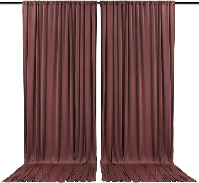 2 Panels Red Brown Backdrop Curtain, 10 x 7 Feet Background Curtains for Parties, Weddings, Baby Showers, Bachelorette Halloween, Christmas Birthday Party Photoshoot Backdrop Curtains Decorations