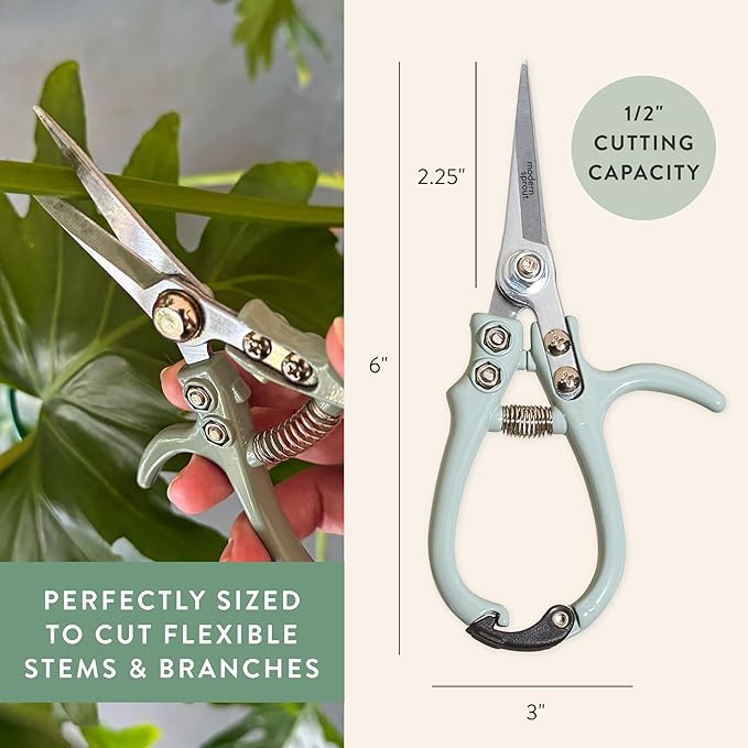 Modern Sprout Pruning Shears - Herb Snipping Scissors- Lightweight Gardening Tools W/Easy Lock - Flower Cutter Garden Shears - Carbon Steel Blade + Reusable Holster (Lavender, 1-Pack)