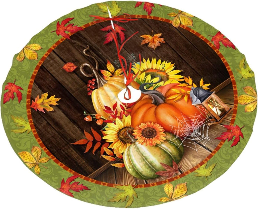 Fall Maple Leaf Christmas Tree Skirt Xmas Tree Mat Halloween Christmas Tree Ornaments Decorations Holiday Party Indoor Outdoor 30"
