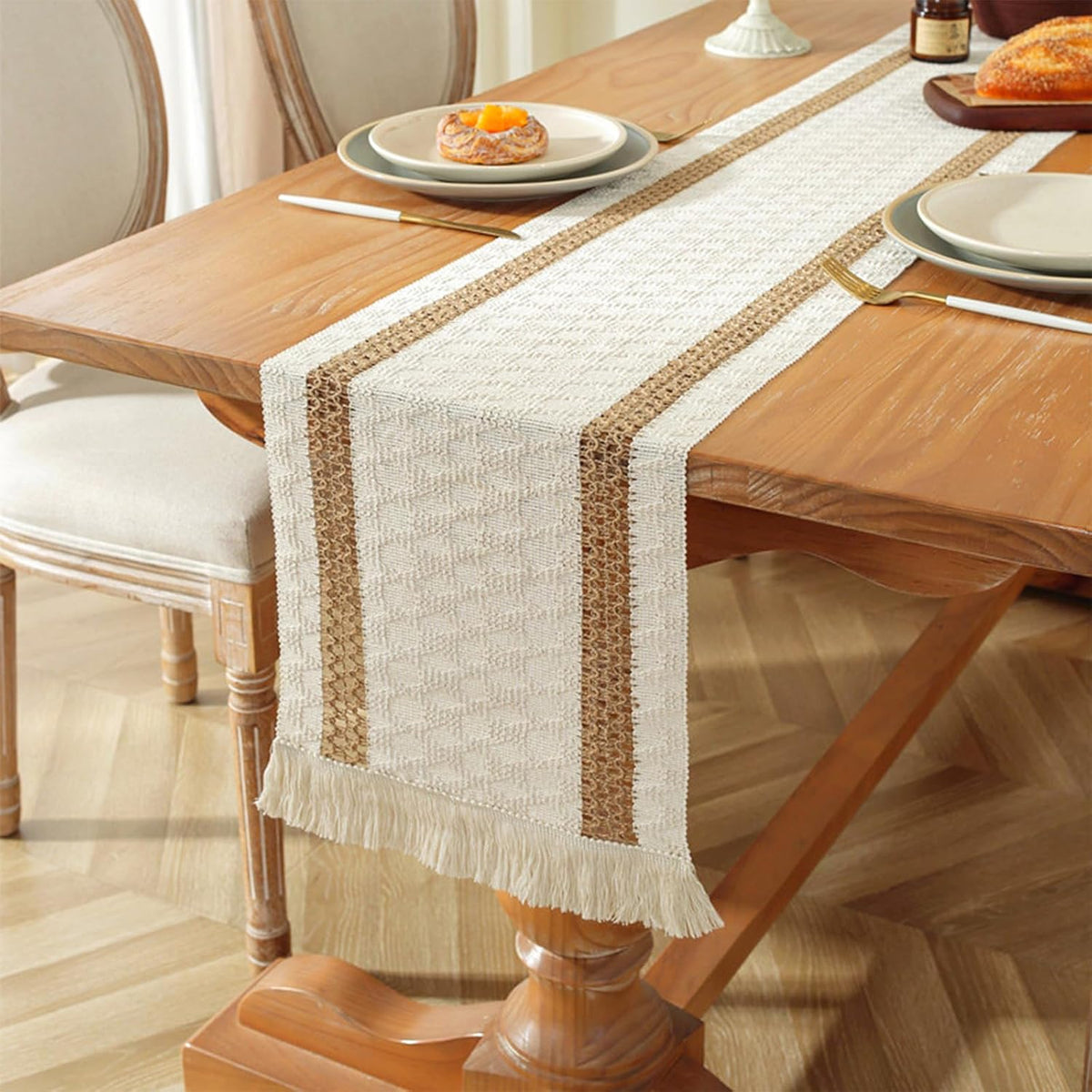 Niviy Boho Table Runner for House Decor 132 Inches Long Farmhouse Macrame Tab...