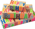 LaRibbons Birthday Wrapping Paper Roll for Kids, 17 Inch x 16.5 Feet Kraft Gift Wrap Paper with Colorful Text Happy Birthday Pattern for Boys Holiday Party