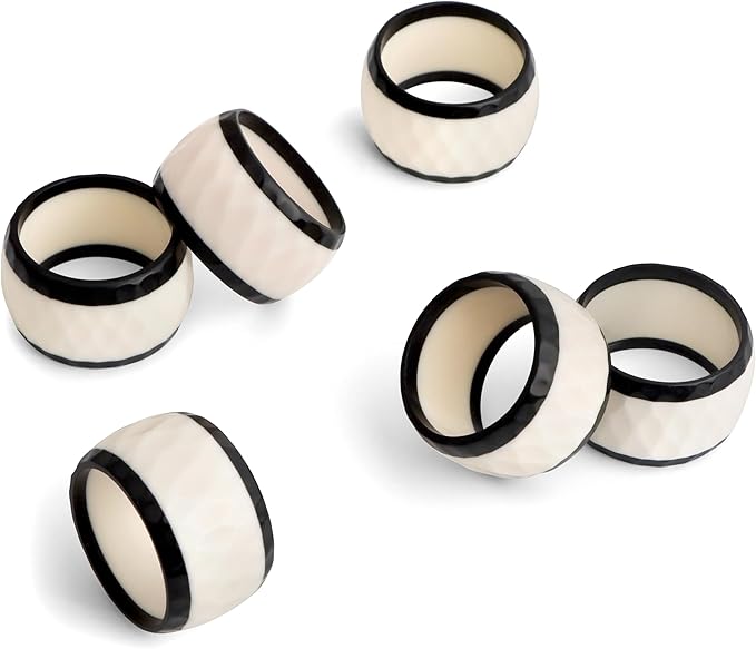 Epoxy Resin Napkin Rings Set of 12 - Elegant for Dinner Parties, Large Gatherings, Special Events & Dining Table Décor| Durable Napkin Rings, Easy to Clean (Black White) - CLEENTABLE