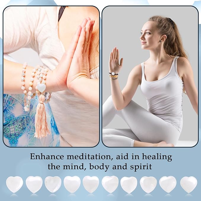 Gerrii 50 Pcs Heart Healing Stone Bulk Quartz Heart Inspirational Stones Gift for Women Love Pocket Polished Natural Energy Balancing Meditation 0.8 Inch(Clear)