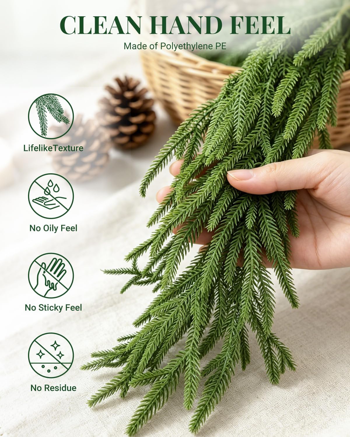 6 ft norfolk pine garlands, real touch christmas on a desk or shelf