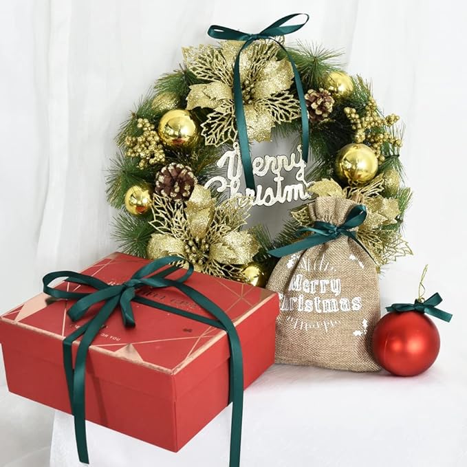 TONIFUL 3/8 Inch x 100yds Christmas Green Satin Ribbon Thin Solid Fabric Ribbons Roll for Gift Wrapping Invitation Floral Hair Balloons Craft Sewing Party Wedding Decoration Valentine's Day Bouquet