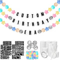 Giant Friendship Bracelet Garland Kit, DIY Birthday Banner with Letters Ball Jumbo Customizable Friendship Bracelet Decor for Halloween Christmas Wedding Party(Macaron Green, Gray, Khaki)