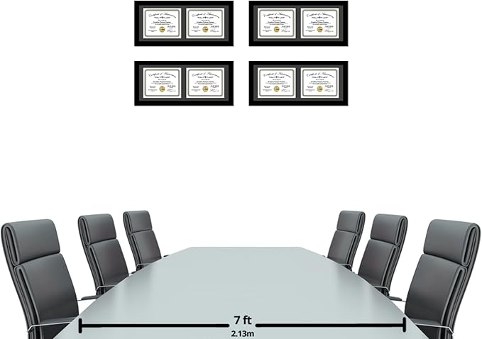 Creative Picture Frames 10X20Bk-B Black Horizontal Double Diploma Frame With 2 Opening Black Matting | Holds 2-7X9-Inch Documents With Installed Wall Hanger