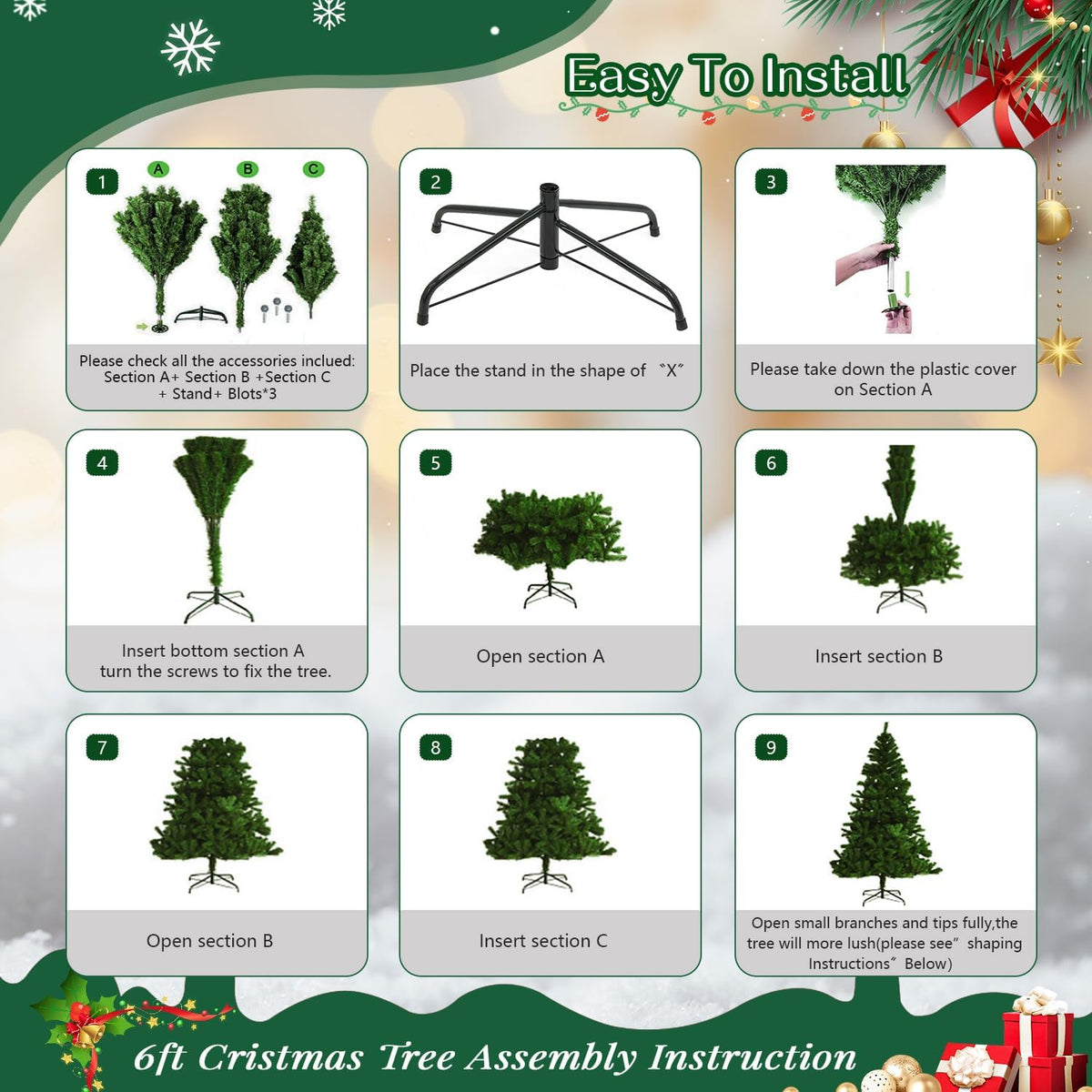 6ft artificial christmas tree, xmas tree with 1,000 on a desk or shelf
