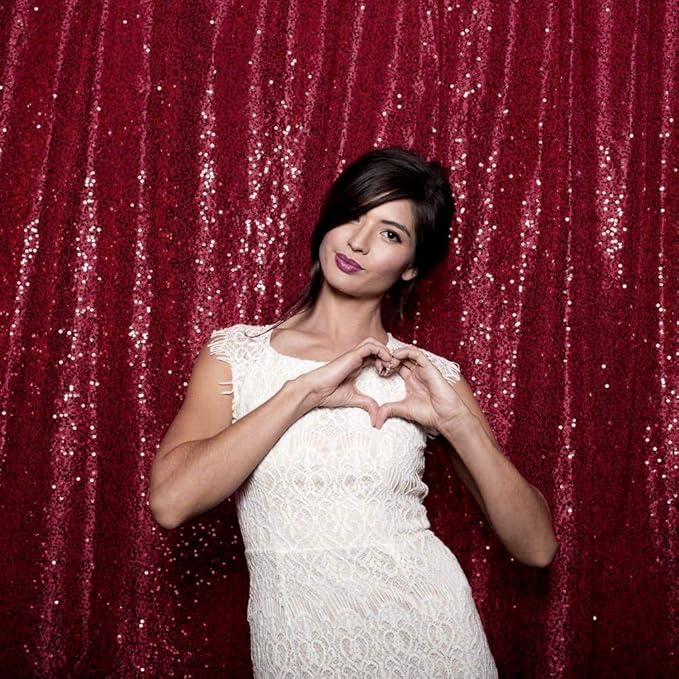 JYFLZQ Burgundy Sequin Backdrop Curtains 7ft x 7ft 1 Panel Glitter Photo Booth Backdrops Sparkly Photography Background Drapes for Parties Wedding Bridal Showers