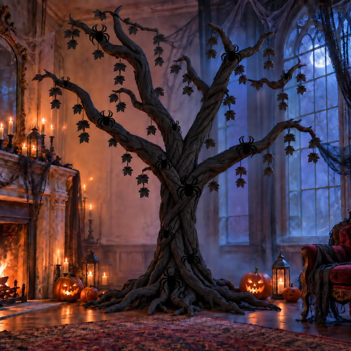 halloween diy black maple tree set, large halloween showing dimensions