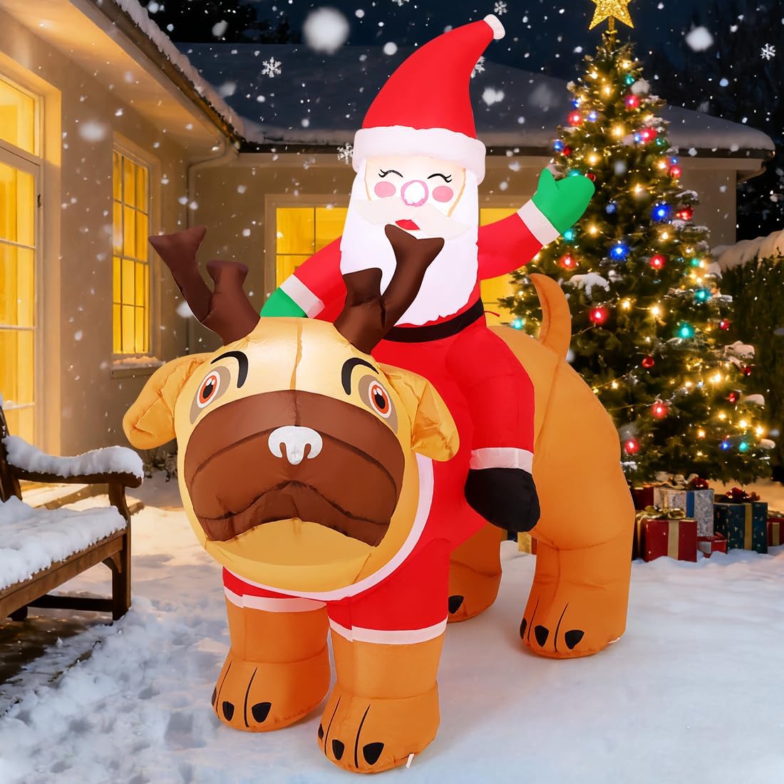 goosh 5 ft christmas inflatables santa clause riding, main product view