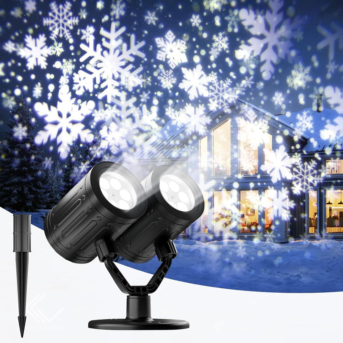 christmas snowflake projector lights outdoor double head, main product view