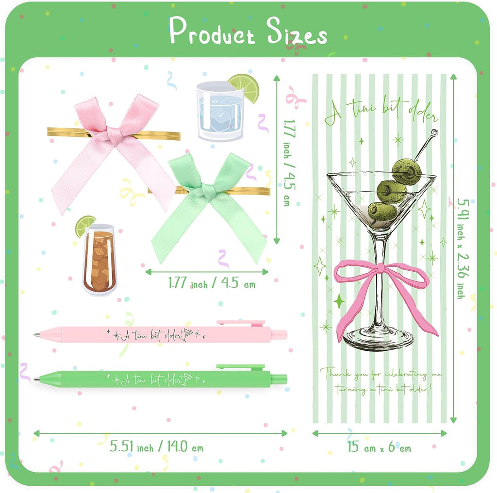 Sinload 30 Sets A Tini Bit Older Party Favors Bulk Ballpoint Pens Bookmarks and Bow ties Martini Margarita 21st Birthday Cocktail Fiesta Bachelorette Party Gifts for Guests