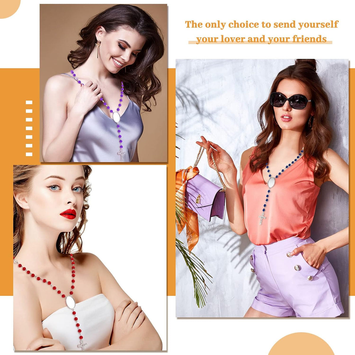 Taiyin 24 Set Sublimation Blanks Rosary Beads Necklace, Mixed Colors