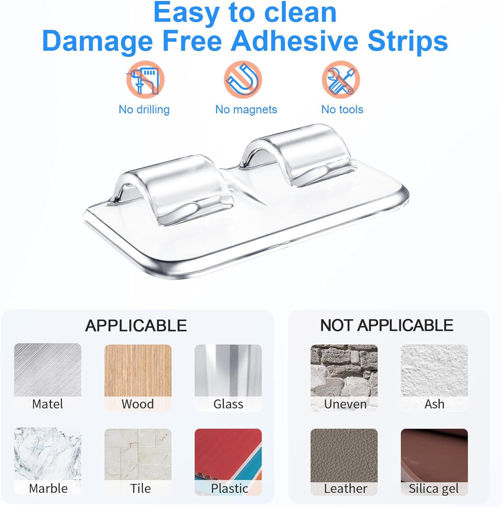 Hetyue Hooks for Outdoor String Lights Clips: 26Pcs Heavy Duty Light Hook with Waterproof Adhesive Strips - Outside Clear Cord Holders for Hanging Christmas Lighting - Outdoors Sticky Clip
