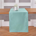 Solino Home Cotton Linen Table Runner 36 Inches - Pastel Turquoise Hemstitch Table Runner 14 x 36 Inch Ideal for Dresser and Coffee Tables