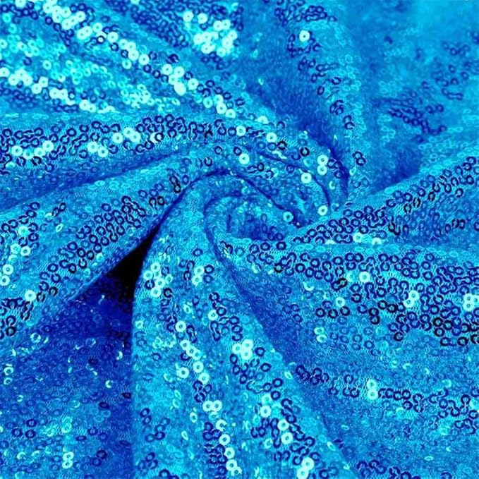 QueenDream Aqua Blue Tablecloth 60 x 102 Inch Sequin Tablecloth for Party Decorations Glitter Tablecloth for Bridal Baby Shower Wedding