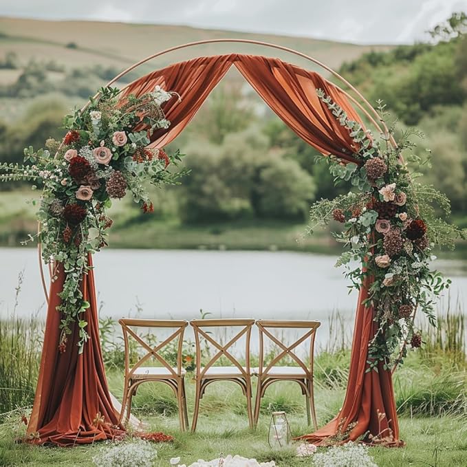 Wedding Arch Draping Fabric 2 Panels 28.7" x 20FT Terracotta Sheer Chiffon Backdrop Drapes for Wedding Ceremony Birthday Party Bridal Shower Outdoor Decoration