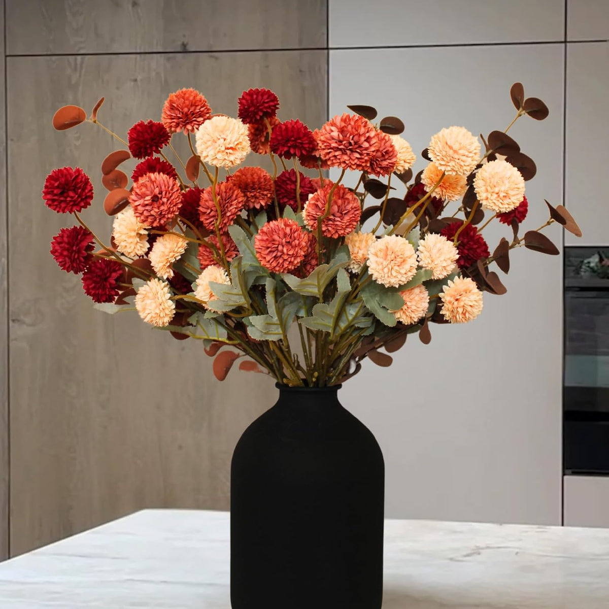 faux fall flowers, burnt orange artificial floral stems, main product view