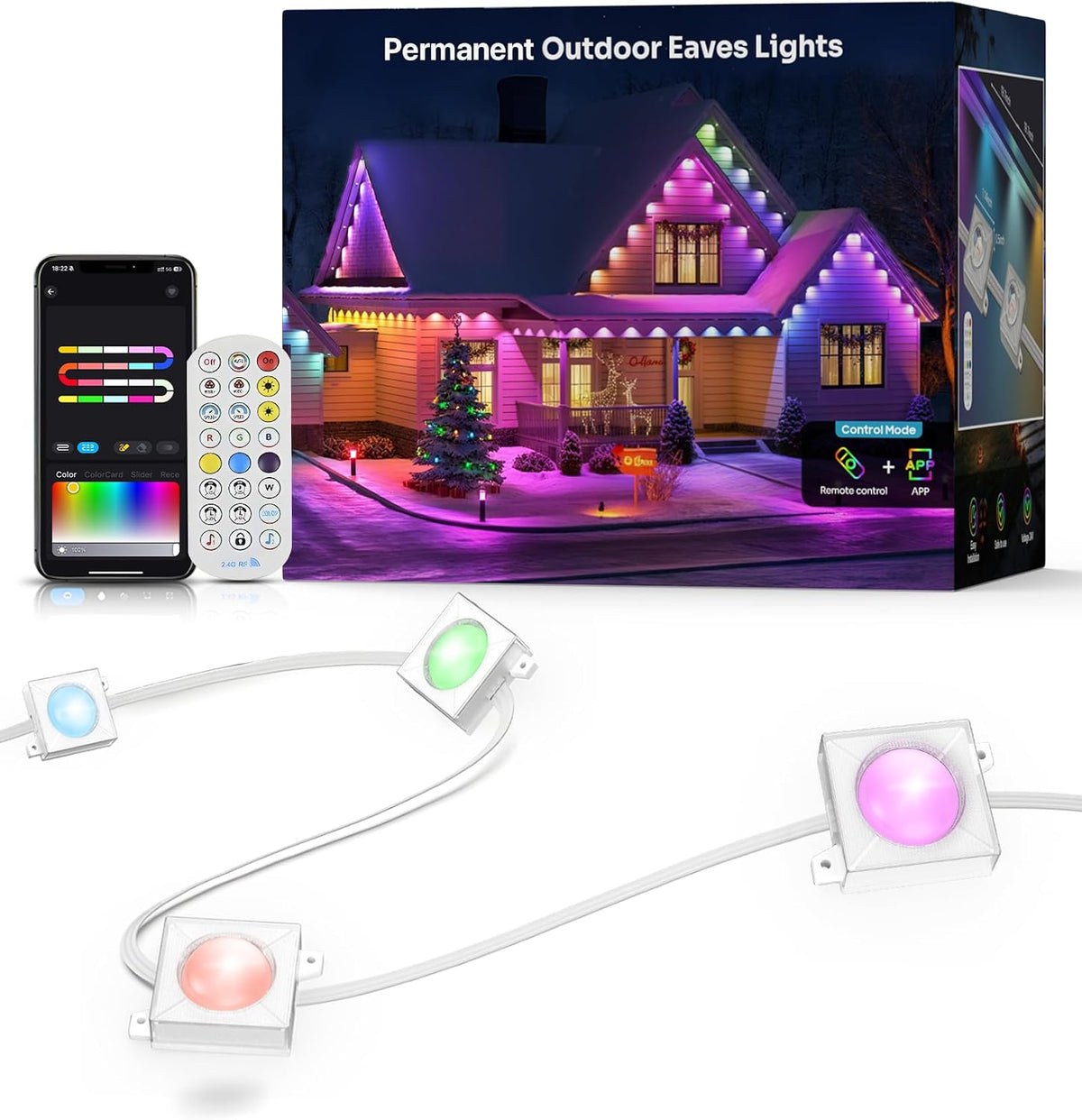 permanent outdoor lights 150ft rgb+ic eave lights with, main product view