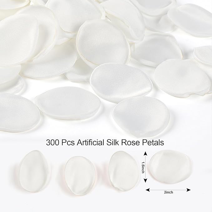 300pcs Silk Rose Petals Ivory - Faux Flower Petals for Wedding Decoration, Table Centerpieces, Party Confetti, Romantic Night, and Bridal Events