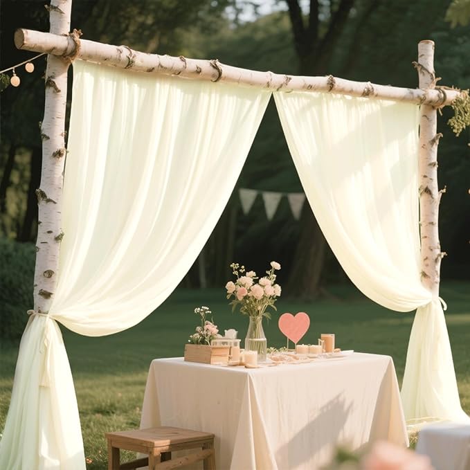 Wedding Arch Draping Fabric 29" x 18 FT Light Yellow Sheer Chiffon Outdoor Curtain Drapes for Wedding Birthday Party Ceremony Decor(1 Panel, Light Yellow)