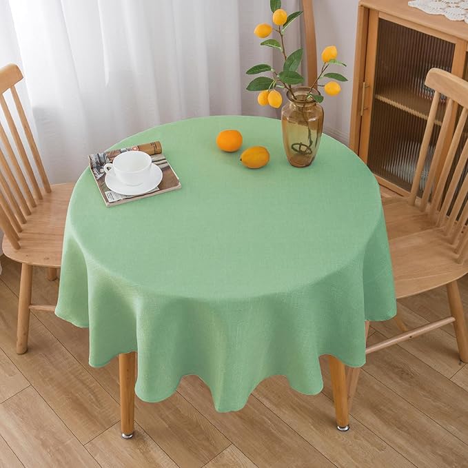 NLMUVW Light Green Round Tablecloth 36 Inch, Small Linen Table Cloth Rustic Farmhouse Table Cover for Kitchen Dining Coffee
