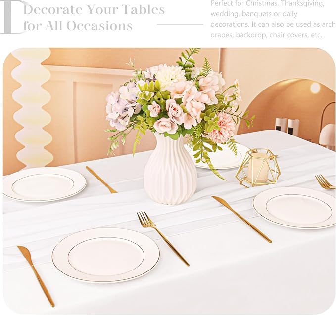 Velvet Table Runner 20 x 120 Inches 10ft Luxurious Thick Soft Velvet Christmas Thanksgiving Wedding Reception Table Runner for Party Reception Decorations(Ivory, 6 Pack)